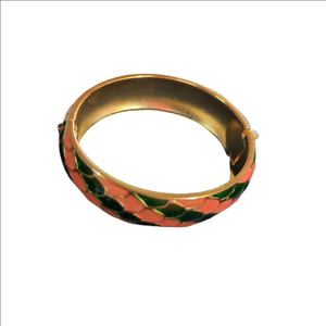 Lilly Pulitzer Bracelet Gold Tone Peach Green Enamel Fish Scale